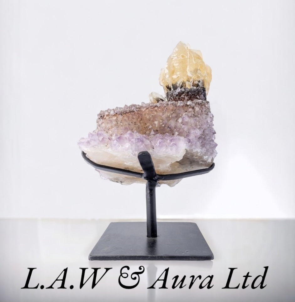 Pink Quartz with Calcite Druzy