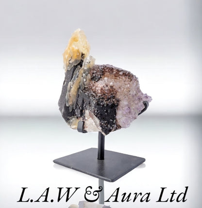 Pink Quartz with Calcite Druzy