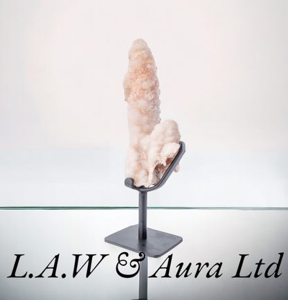 Pink Quartz Druzy Stalagmite Display Piece