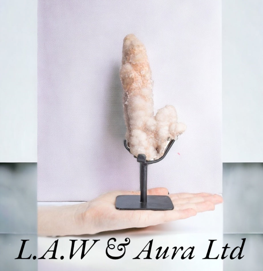 Pink Quartz Druzy Stalagmite Display Piece