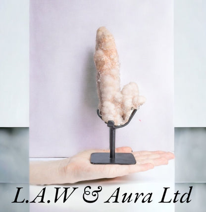 Pink Quartz Druzy Stalagmite Display Piece