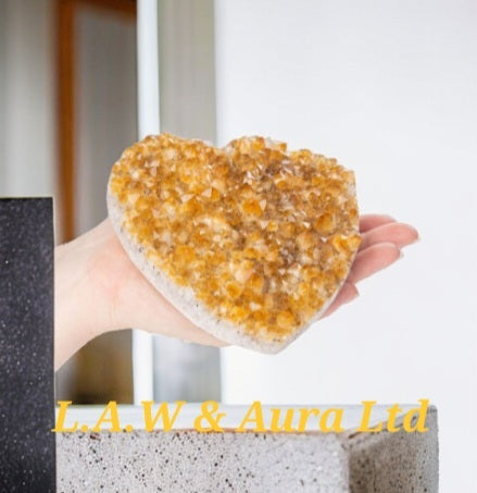 Citrine Druze Heart 5-7", Brazil