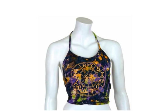 Zodiac Design Halter Neck Top - Tie Dye
