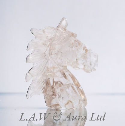 Rock Crystal Horse Head Carving (3.5x4.25") (1pc)