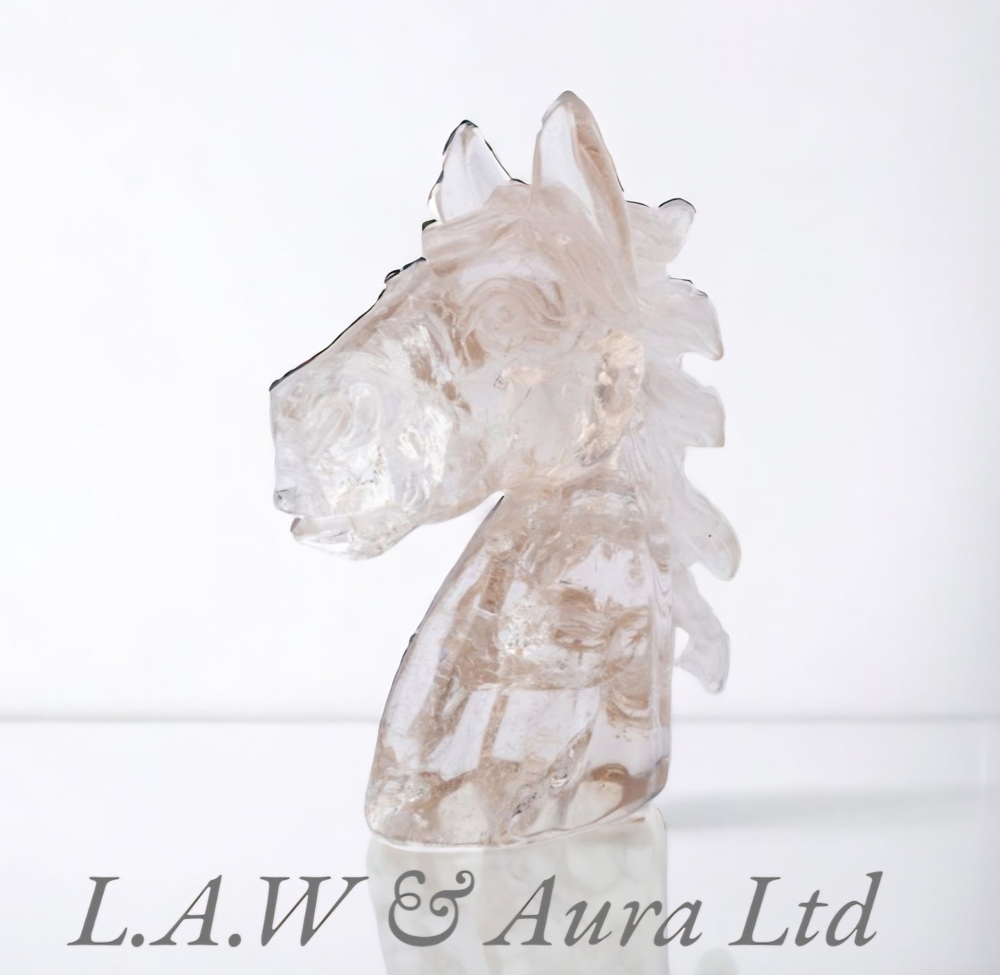 Rock Crystal Horse Head Carving (3.5x4.25") (1pc)