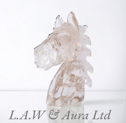 Rock Crystal Horse Head Carving (3.5x4.25") (1pc)