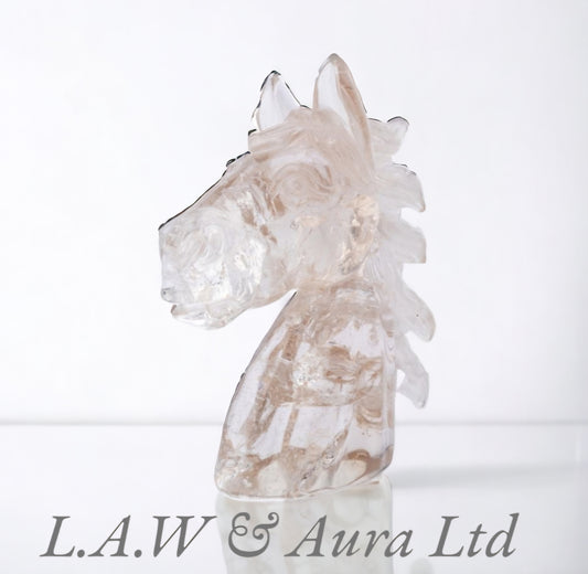 Rock Crystal Horse Head Carving (3.5x4.25") (1pc)