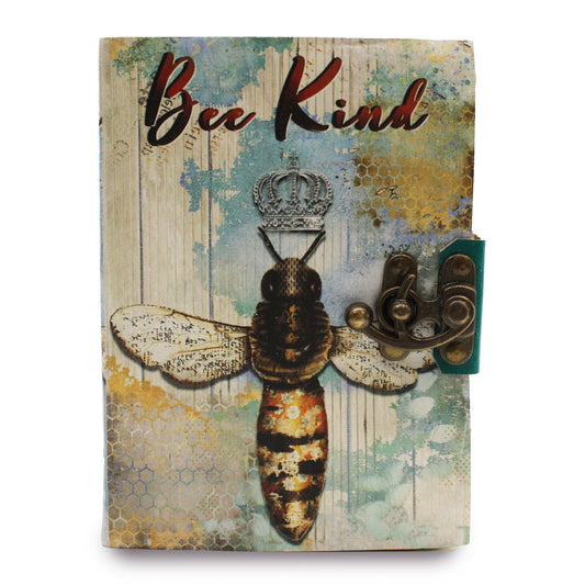 Leather "Bee Kind" Deckle-edge Notebook